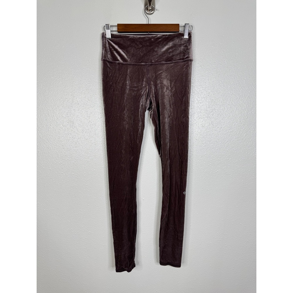 Alo Yoga High Waist Lush Velvet‎ Leggings Purple Brown Crushed Velvet Small